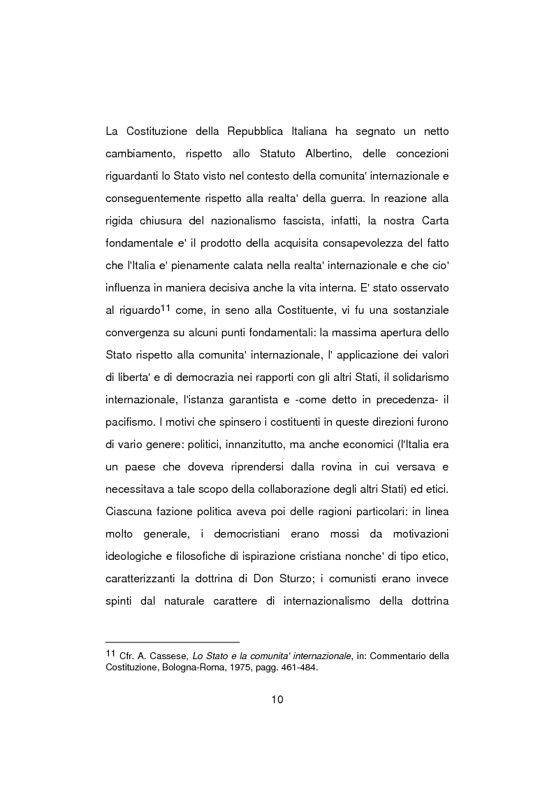 Anteprima della tesi: Aspetti problematici della normativa costituzionale sullo stato di guerra, Pagina 10
