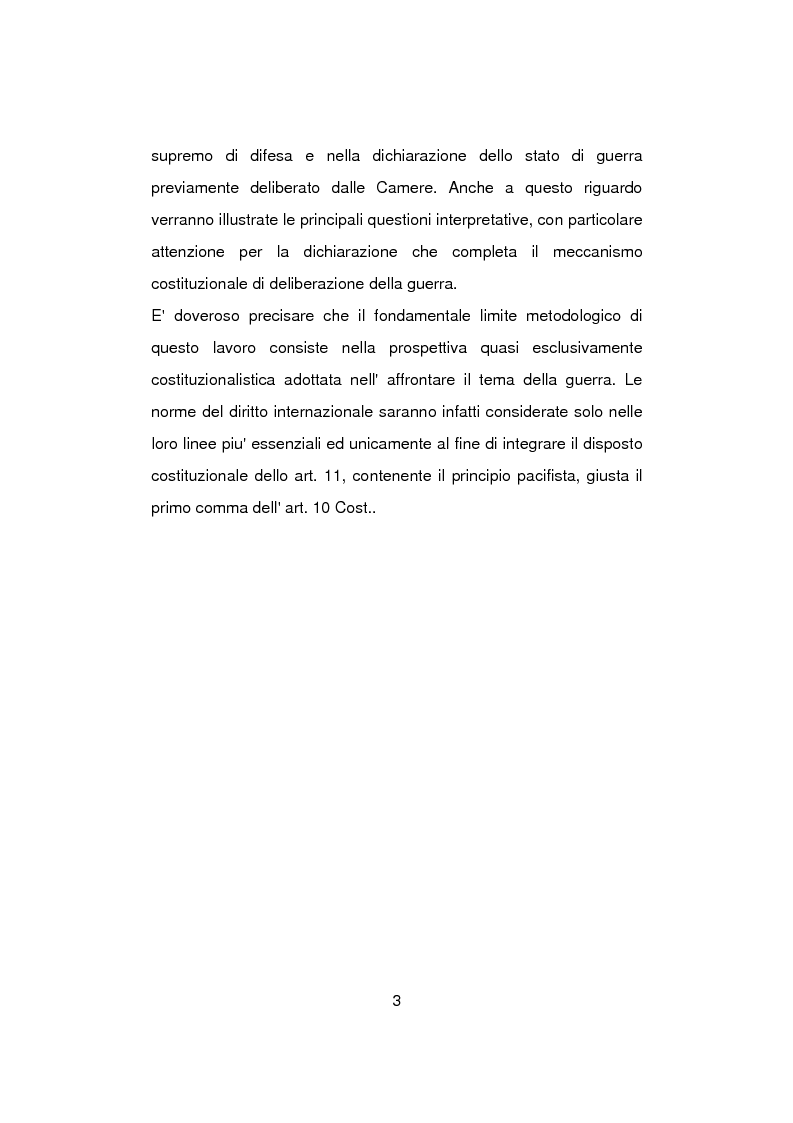 Anteprima della tesi: Aspetti problematici della normativa costituzionale sullo stato di guerra, Pagina 3