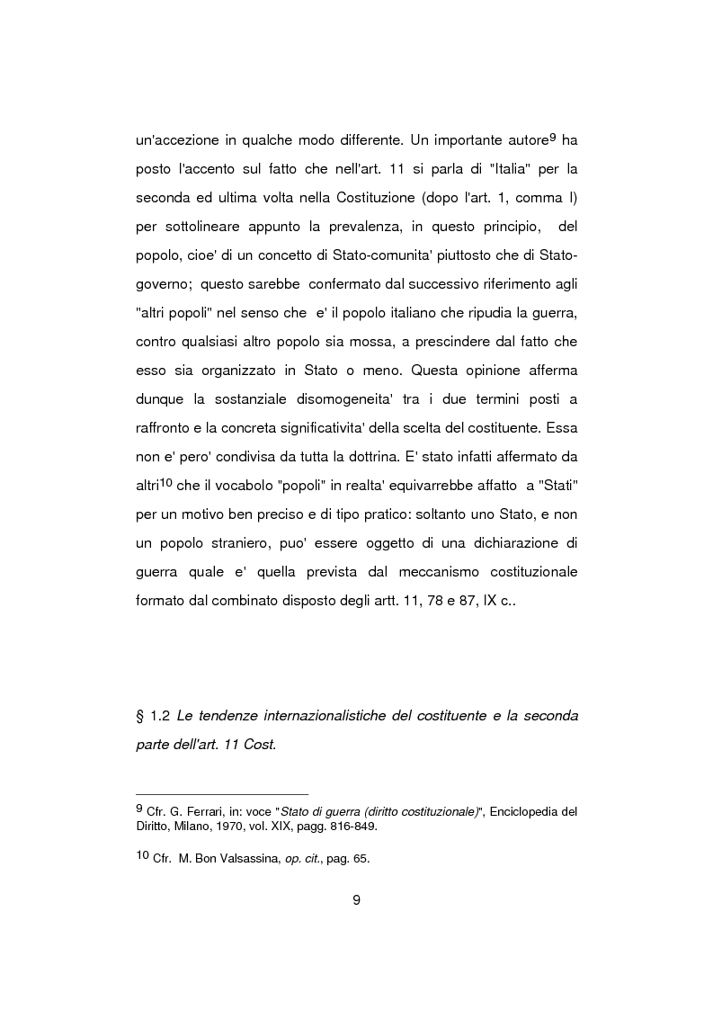 Anteprima della tesi: Aspetti problematici della normativa costituzionale sullo stato di guerra, Pagina 9