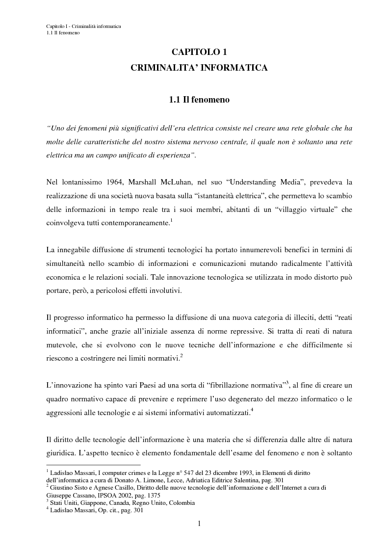 Anteprima della tesi: L'accesso abusivo ai sistemi informativi automatizzati, Pagina 4