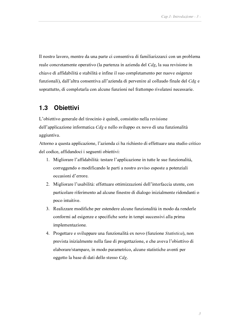 Anteprima della tesi: Revisione e sviluppo di un'applicazione per il controllo di gestione di un'azienda, Pagina 3