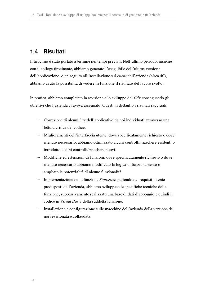 Anteprima della tesi: Revisione e sviluppo di un'applicazione per il controllo di gestione di un'azienda, Pagina 4