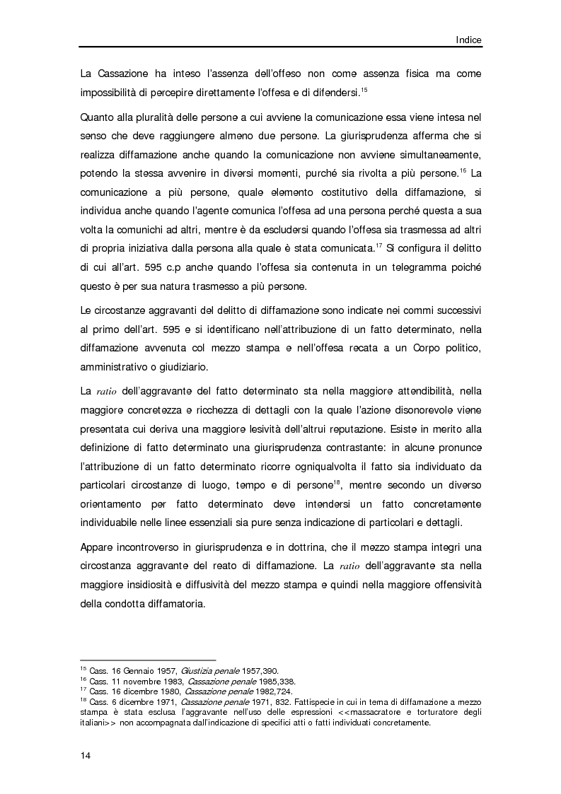 Anteprima della tesi: Diffamazione a mezzo stampa e diritto di cronaca, Pagina 11