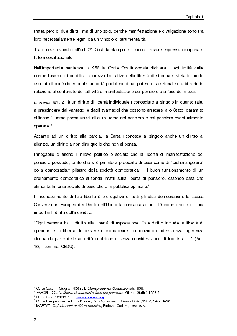 Anteprima della tesi: Diffamazione a mezzo stampa e diritto di cronaca, Pagina 4