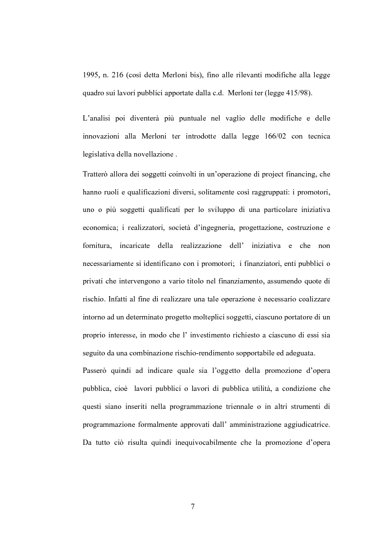 Anteprima della tesi: Il diritto di prelazione nel project financing alla luce delle previoni della L.166/02, Pagina 3