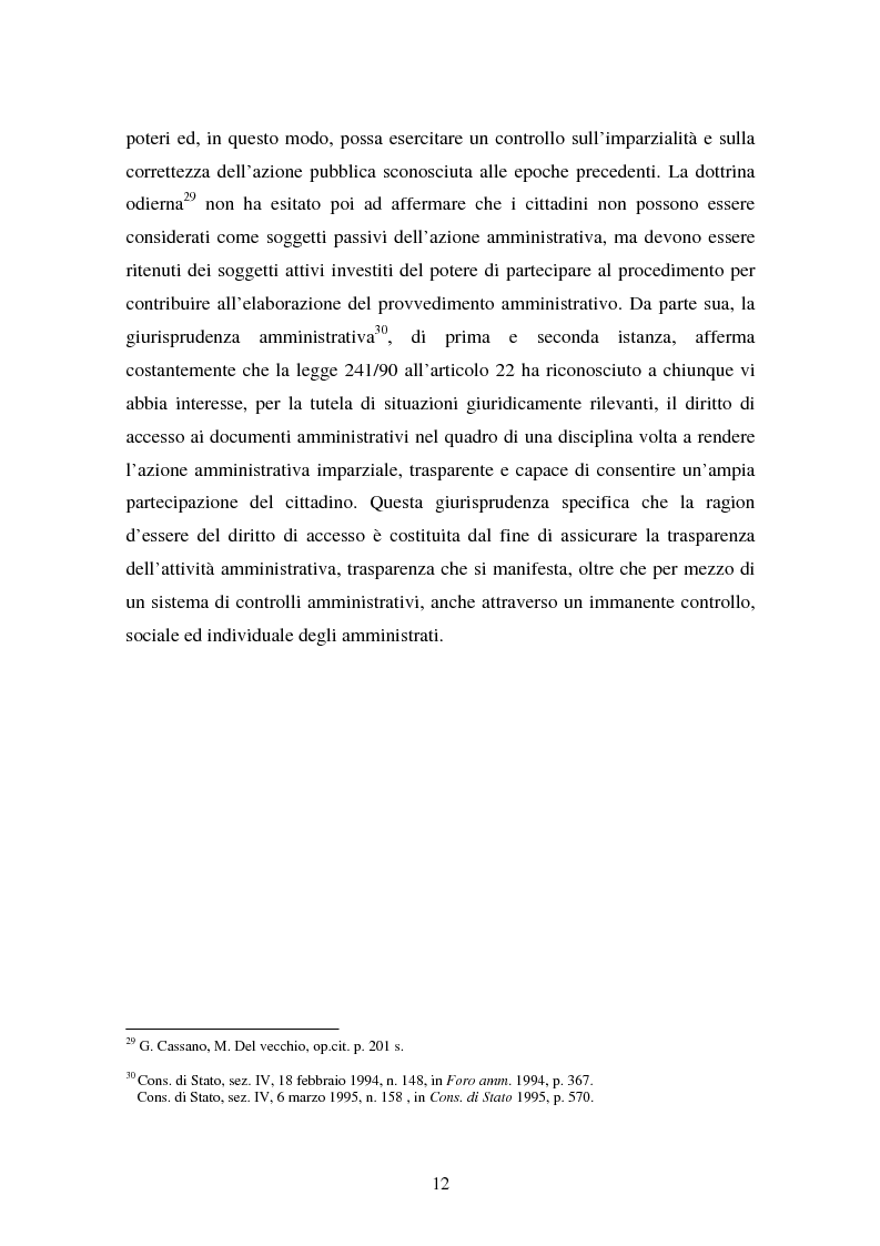 Anteprima della tesi: Il diritto di accesso ai documenti amministrativi, Pagina 12