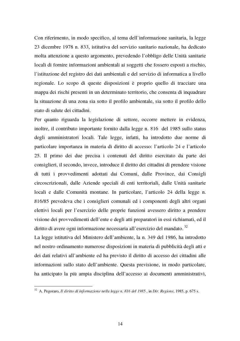 Anteprima della tesi: Il diritto di accesso ai documenti amministrativi, Pagina 14