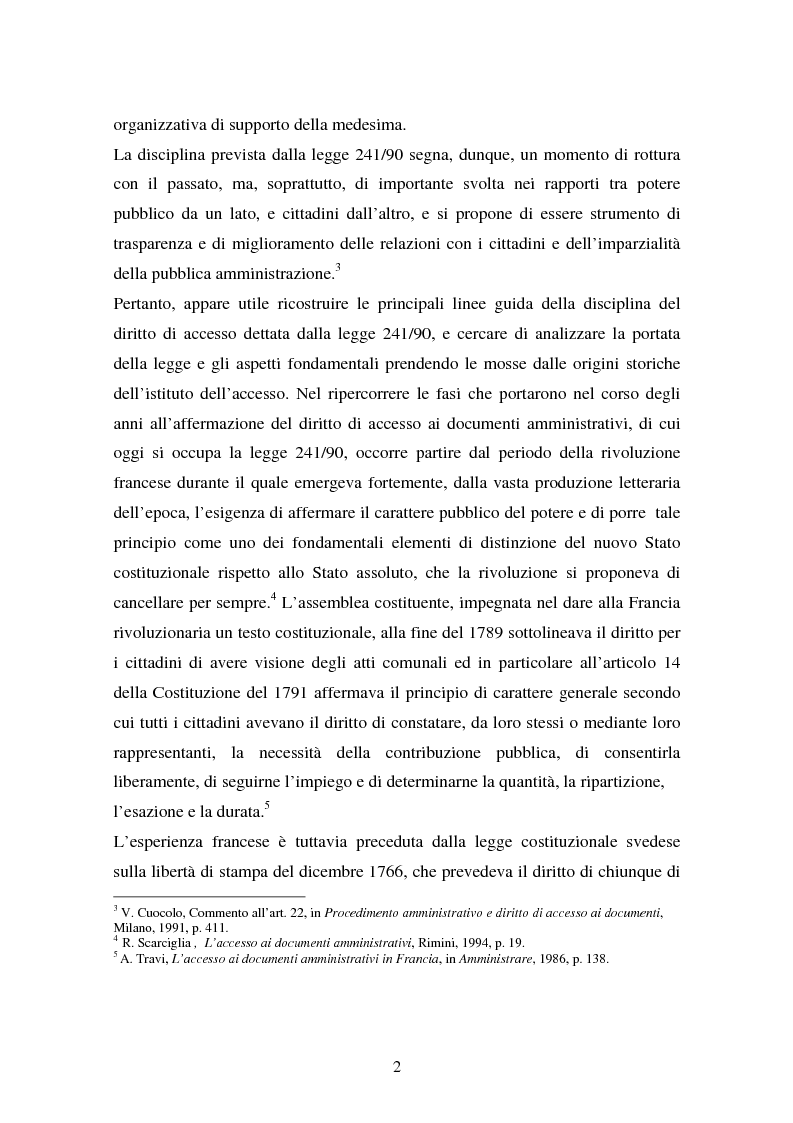 Anteprima della tesi: Il diritto di accesso ai documenti amministrativi, Pagina 2