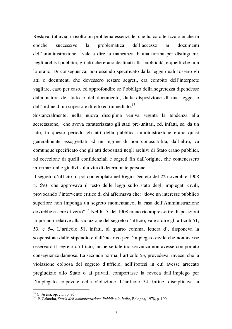 Anteprima della tesi: Il diritto di accesso ai documenti amministrativi, Pagina 7