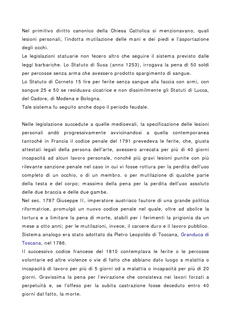 Anteprima della tesi: L'indebolimento permanente di un senso o di un organo nelle lesioni personali, Pagina 6