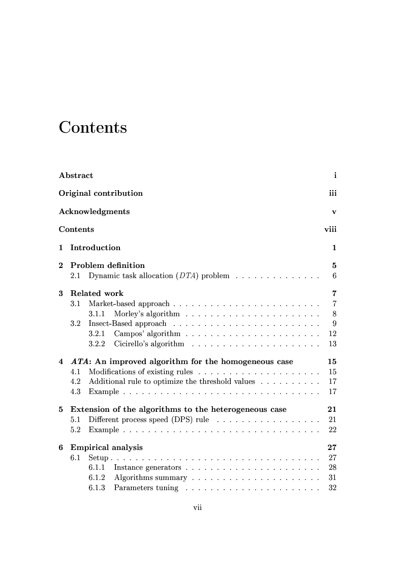 Indice della tesi: An Insect-Based Approach to the Dynamic Task Allocation Problem, Pagina 1